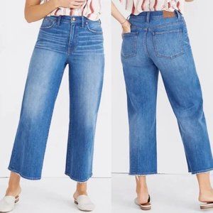 Madewell Wide Leg Crop High Rise Waisted Jeans in Finney Wash Plus Size 33